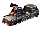 "World Of Outlaws 2026" Winged Sprint Car #26 Black with Stripes and Custom Hauler Black with Graphics 1/64 Diecast Model Cars by ACME-1