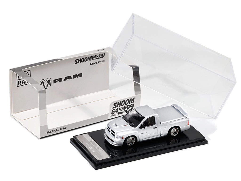 2003 Dodge Ram SRT-10 Pickup Truck Silver Metallic 1/64 Diecast Model Car by Shoom64 Models