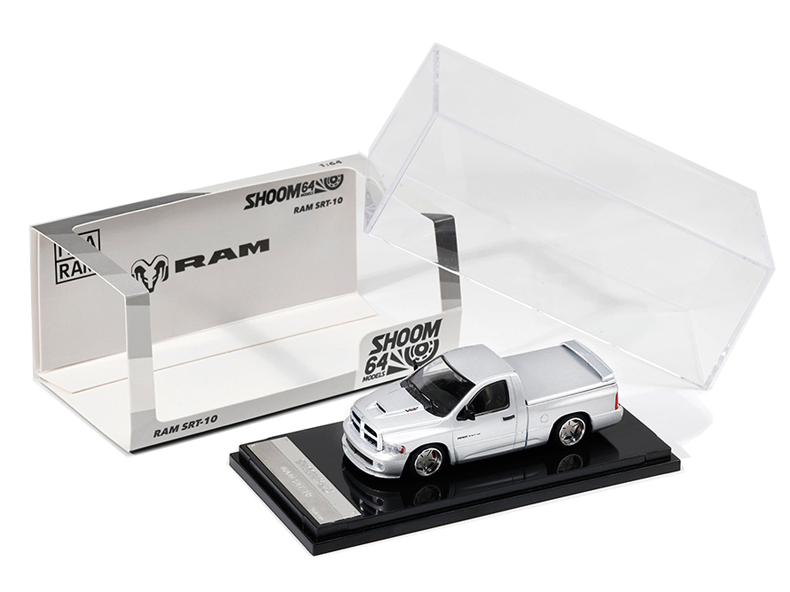 2003 Dodge Ram SRT-10 Pickup Truck Silver Metallic 1/64 Diecast Model Car by Shoom64 Models