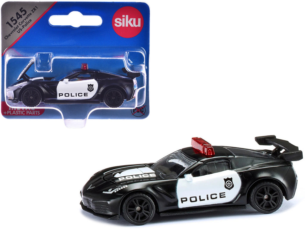Chevrolet Corvette ZR1 Police Car Black and White Diecast Model Car by Siku-3
