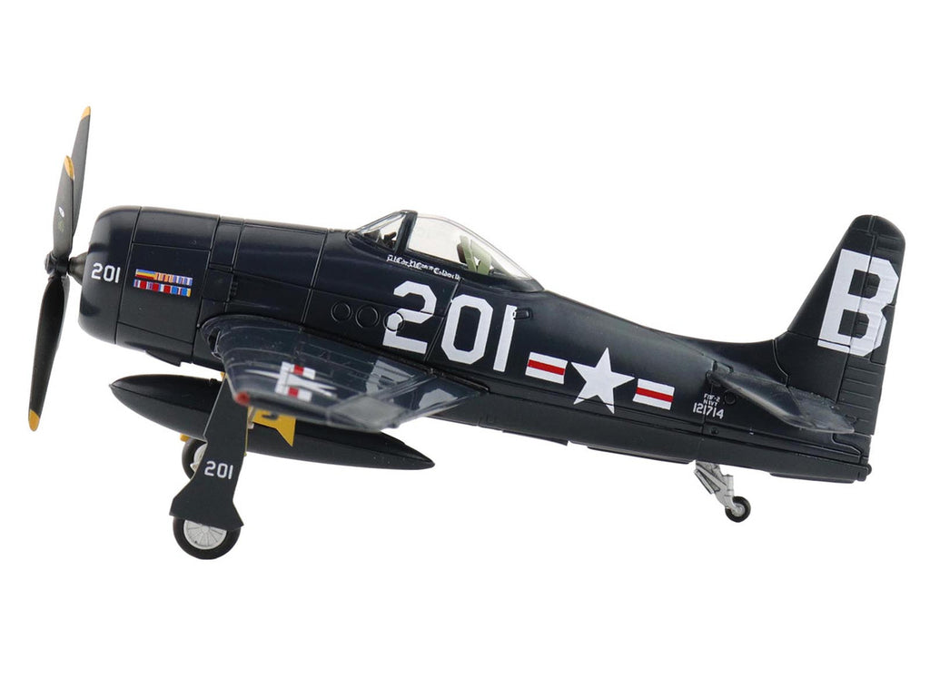 Grumman F8F-2P Bearcats Fighter Aircraft "121714 Duxford (Restored Plane)" (2014) United States Navy "SkyMax Flying Heroes" 1/72 Diecast Model by Hobby Master-3