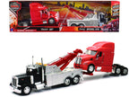 Peterbilt 379 Tow Truck Black with Peterbilt 387 Truck Tractor Red Set of 2 pieces 1/32 Diecast Model by New Ray-0