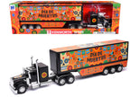 Kenworth W900 Truck Black with Graphics and Dry Van Trailer "Dia De Muertos" 1/32 Diecast Model by New Ray-2