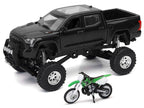 Toyota Tundra Pro Pickup Truck Black and Kawasaki KX 250 Motorcycle Green and White "Xtreme Off-Road" Series 1/32 Diecast Models by New Ray-1