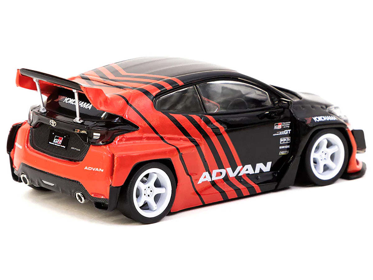 Toyota "Pandem" Yaris RHD (Right Hand Drive) Black and Red "ADVAN" Livery "Hobby43" Series 1/43 Diecast Model Car by Tarmac Works-1