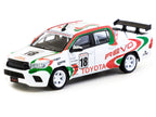Toyota Hilux Pickup Truck RHD (Right Hand Drive) #18 White with Red and Green Graphics "Hobby64" Series 1/64 Diecast Model Car by Tarmac Works-0