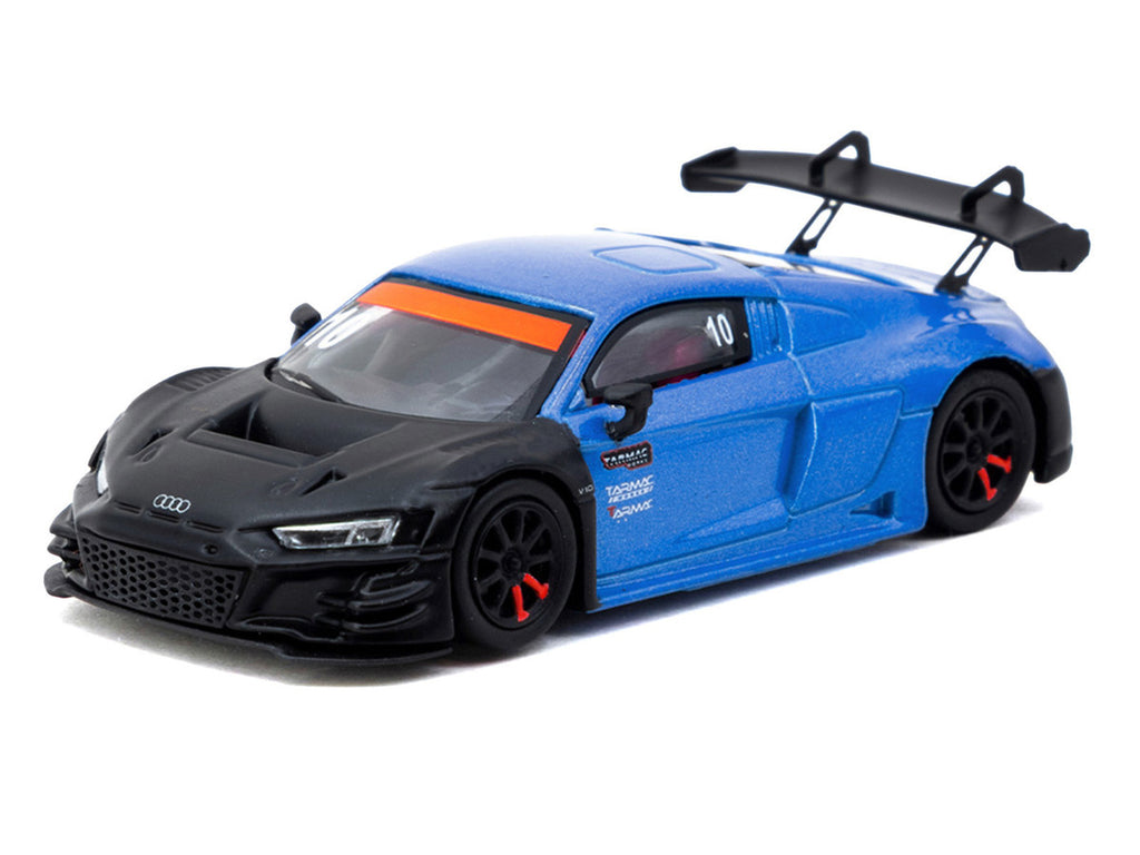 Audi R8 LMS GT3 evo II #10 "Tarmac Works 10th Anniversary" Blue Metallic and Matt Black "Hobby64" Series 1/64 Diecast Model Car by Tarmac Works-1