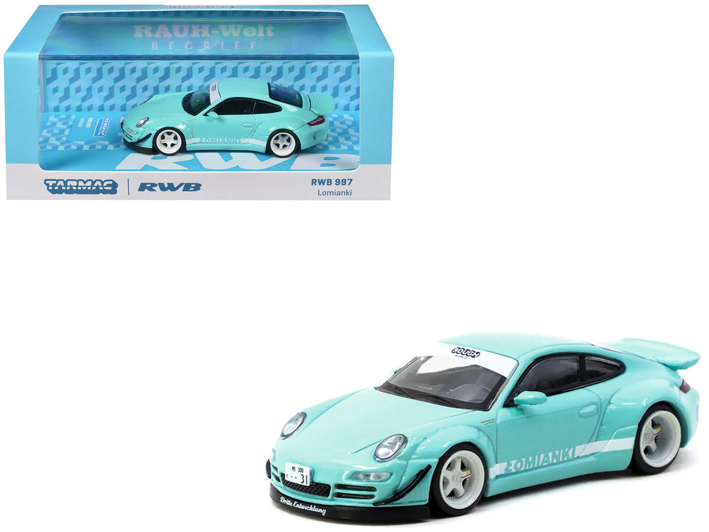 RWB 997 "Lomianki" Light Blue with White Stripes "Hobby64" Series 1/64 Diecast Model Car by Tarmac Works-2