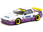 Mazda RX-7 FC3S Pandem RHD (Right Hand Drive) #66 White and Purple with Graphics "Hobby64" Series 1/64 Diecast Model Car by Tarmac Works-1