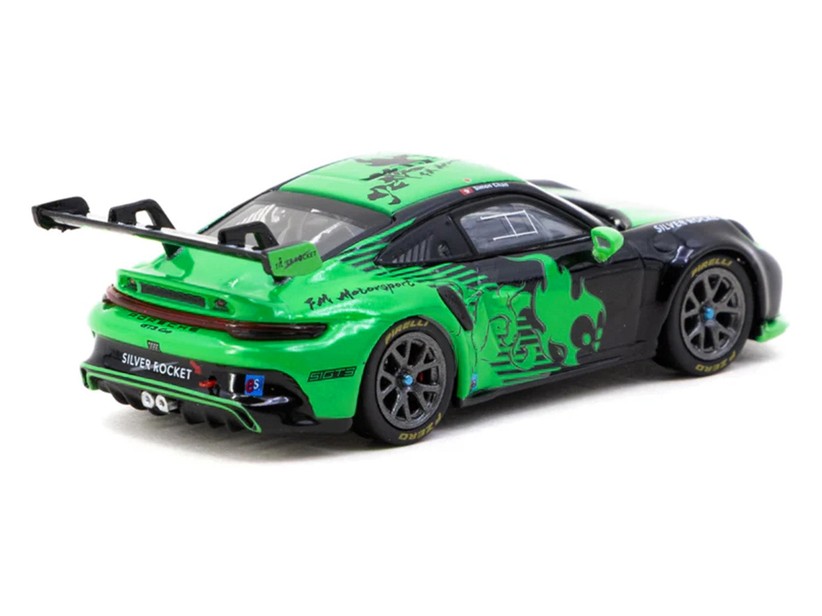Porsche 911 GT3 Cup (992) "Fire Monkey Motorsport" Black and Green with Graphics "Hobby64" Series 1/64 Diecast Model Car by Tarmac Works