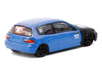 Honda Civic EG6 RHD (Right Hand Drive) #10 "Tarmac Works 10th Anniversary" Blue Metallic and Matt Black "Hobby64" Series 1/64 Diecast Model Car by Tarmac Works