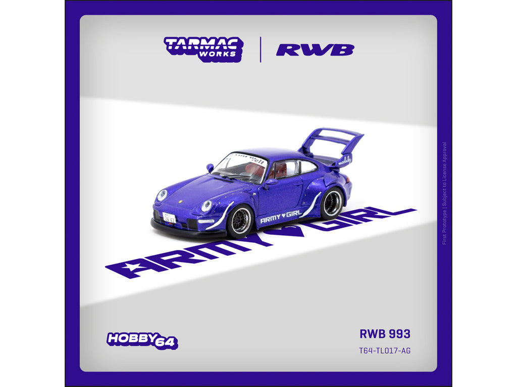 RWB 993 "Army Girl" Purple Metallic "Hobby64" Series 1/64 Diecast Model Car by Tarmac Works