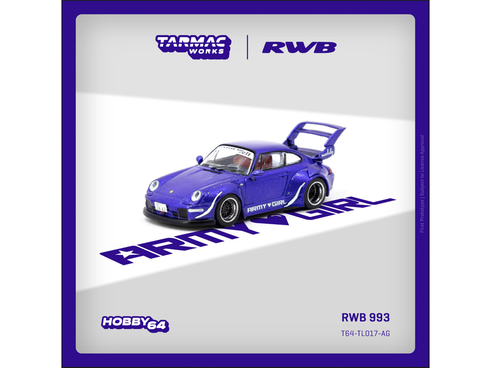 RWB 993 "Army Girl" Purple Metallic "Hobby64" Series 1/64 Diecast Model Car by Tarmac Works