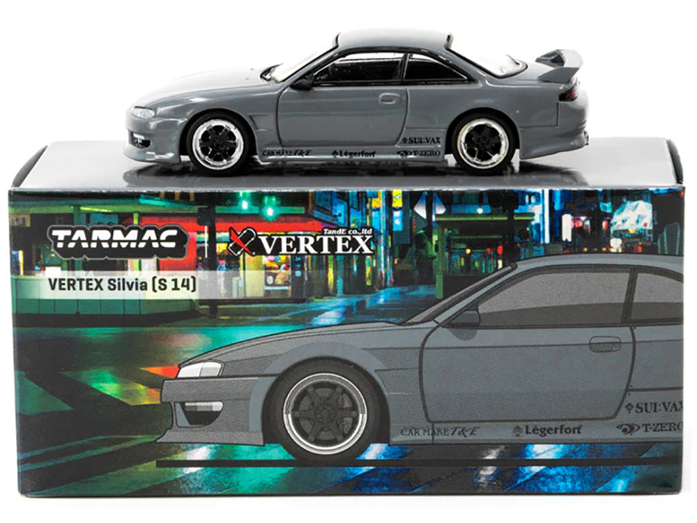 Nissan Silvia (S14) Vertex RHD (Right Hand Drive) Gray "Global64" Series 1/64 Diecast Model by Tarmac Works