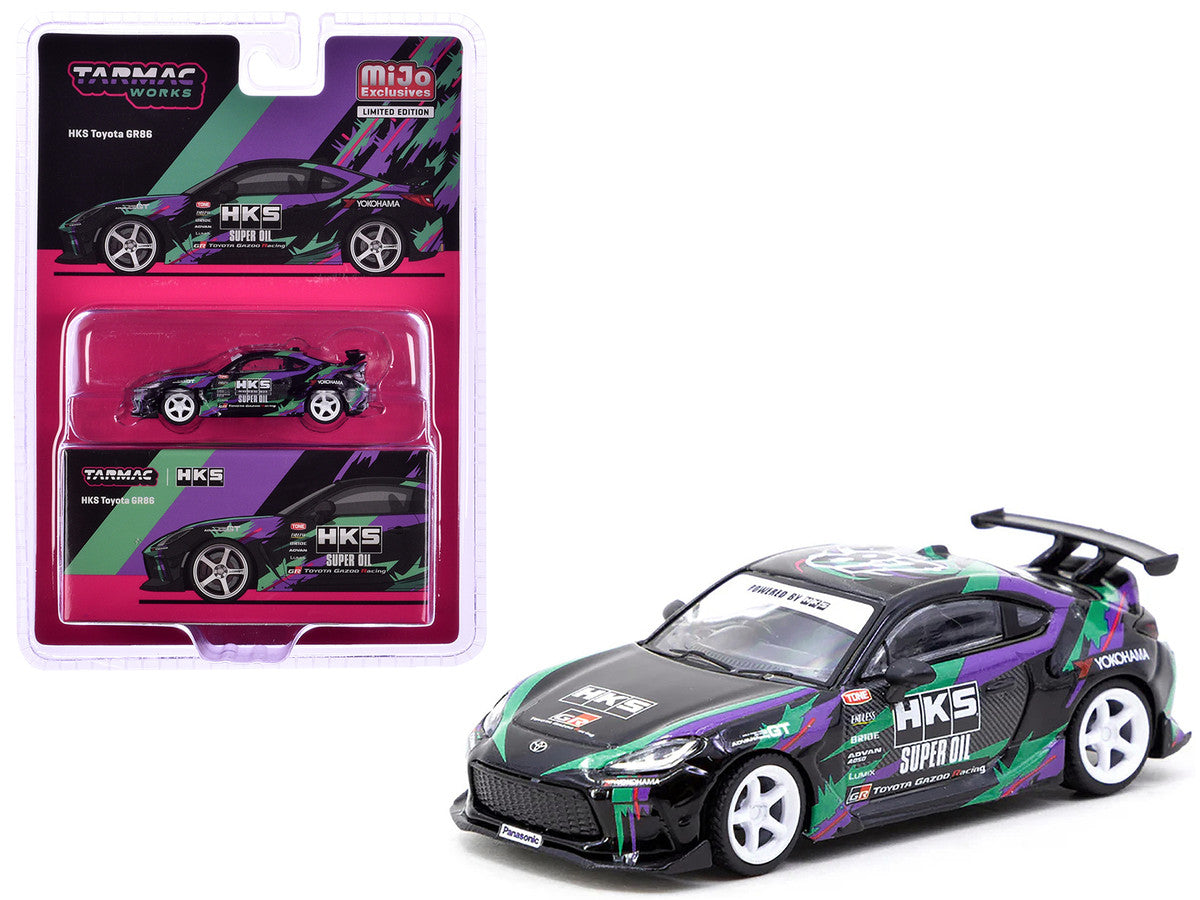 Toyota GR86 RHD (Right Hand Drive) "HKS" Black with Graphics "Global64" Series 1/64 Diecast Model by Tarmac Works-2