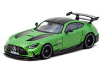 Mercedes-Benz AMG GT Black Series Green Metallic with Black Top and Hood Stripes "Global64" Series 1/64 Diecast Model by Tarmac Works-1