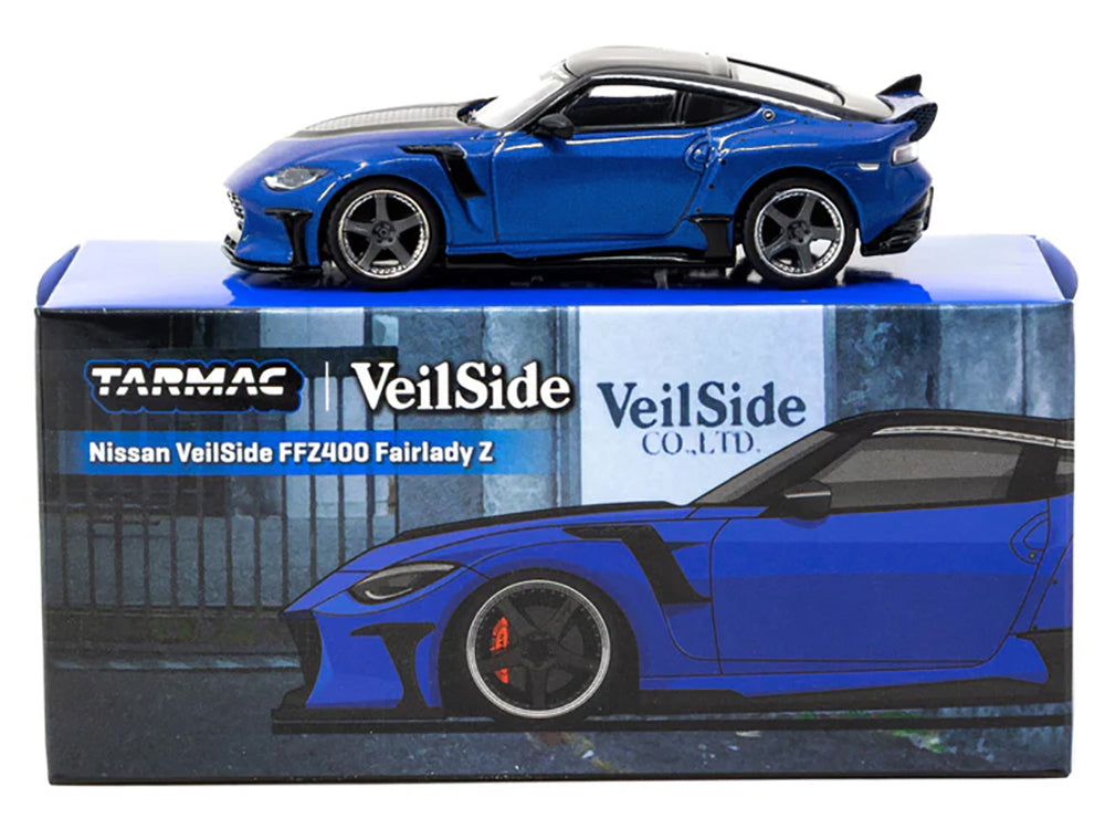 Nissan VeilSide FFZ400 Fairlady Z RHD (Right Hand Drive) Blue Metallic with Black Top "Global64" Series 1/64 Diecast Model by Tarmac Works