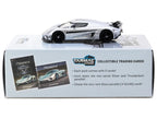 Koenigsegg Regera Silver Metallic with Blue Accents and Collectible Tarmac Cards "Global64" Series 1/64 Diecast Model Car by Tarmac Works-2