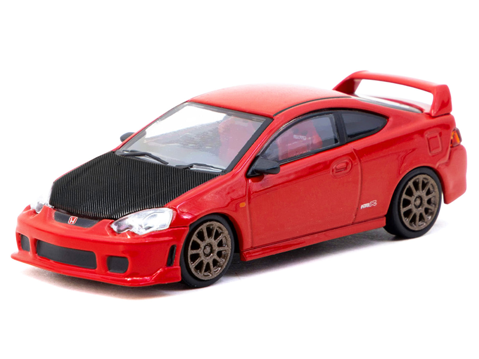 Honda Integra Type R DC5 Custom RHD (Right Hand Drive) Red with Carbon Hood "Road64" Series 1/64 Diecast Model Car by Tarmac Works