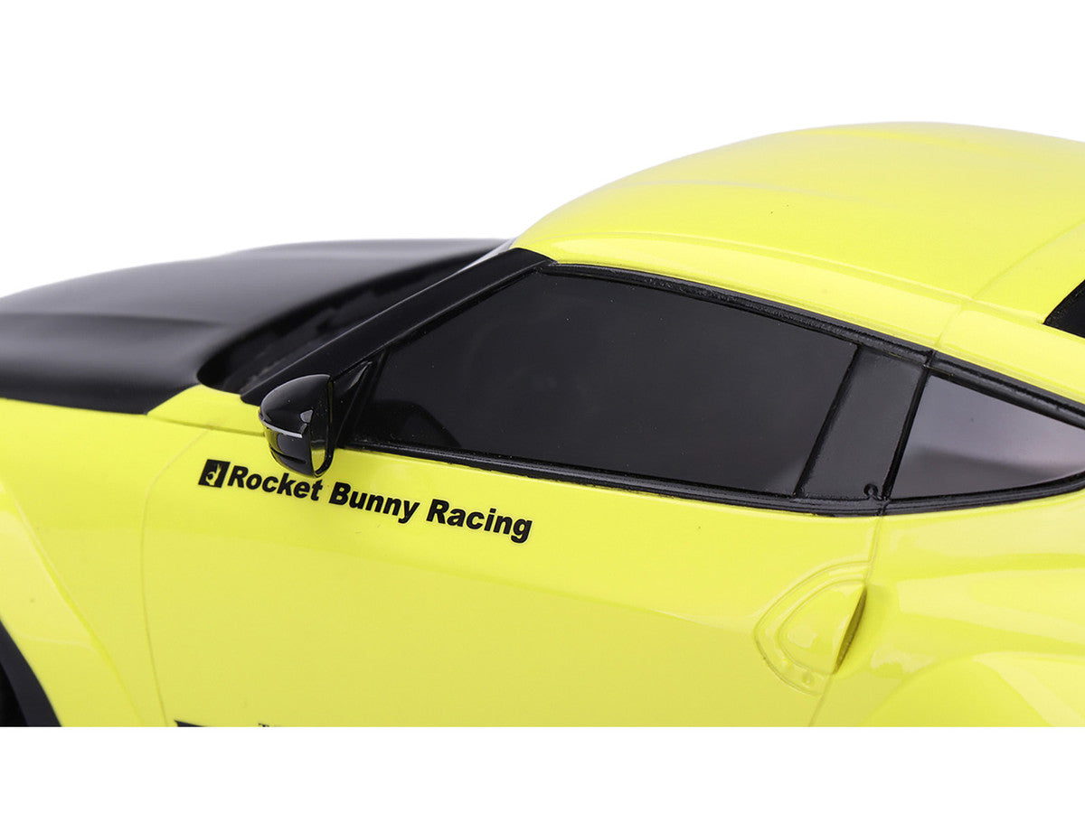 Nissan Z (RZ34) "Pandem" Ikazuchi Yellow with Matt Black Hood 1/18 Model Car by Top Speed-1