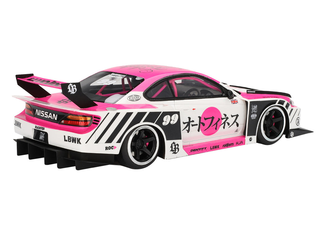 Nissan "LB-Super Silhouette" S15 SILVIA RHD (Right Hand Drive) #99 "Auto Finesse - SEMA 2023" White and Pink 1/18 Model Car by Top Speed-1