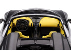 Bugatti W16 Mistral Black with Yellow Interior 1/18 Model Car by Top Speed-3