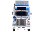 1980 GMC General Truck Tractor with Sleeper Cab and Trailer Silver Metallic with Blue Stripes 1/43 Diecast Model by IXO Models-3