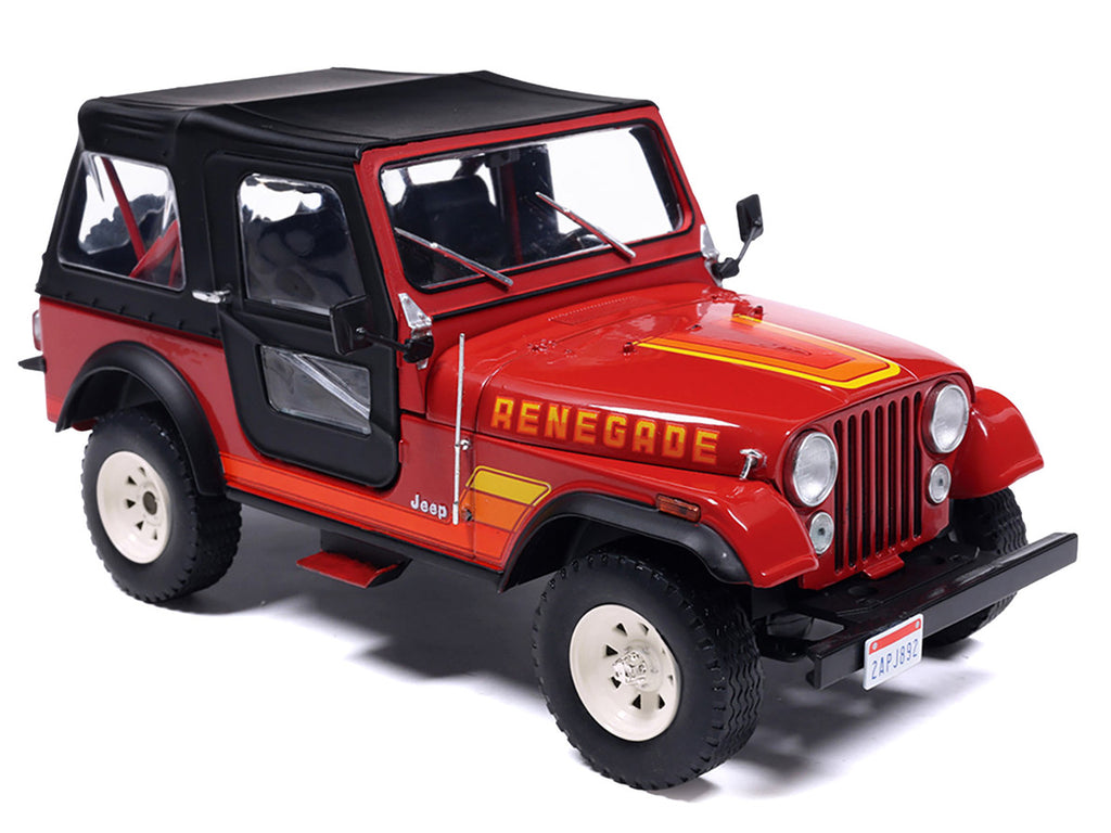 1983 Jeep Renegade Red with Stripes and Black Top 1/24 Diecast Model by IXO Models-2
