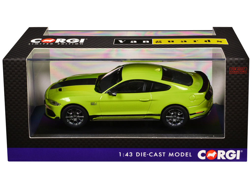 Ford Mustang Mk6 Mach 1 RHD (Right Hand Drive) Grabber Yellow with Black Stripes "Vanguards" Series 1/43 Diecast Model Car by Corgi-2