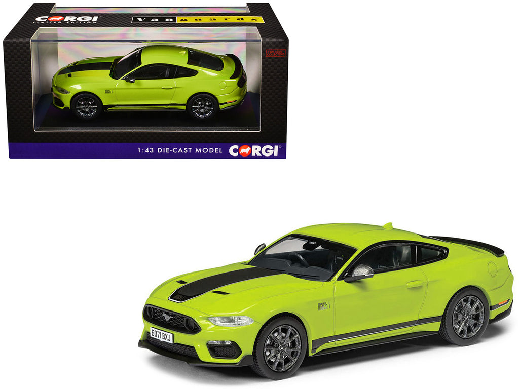 Ford Mustang Mk6 Mach 1 RHD (Right Hand Drive) Grabber Yellow with Black Stripes "Vanguards" Series 1/43 Diecast Model Car by Corgi-0