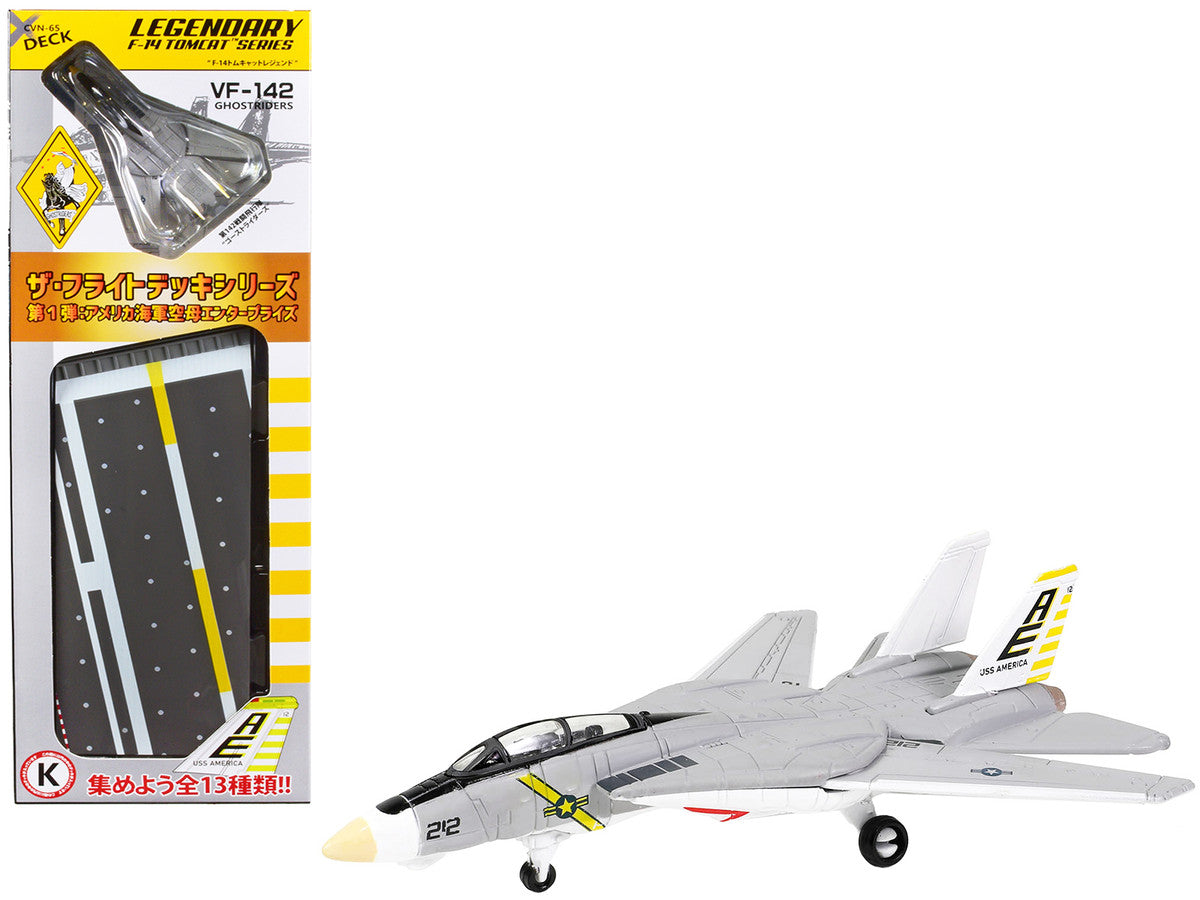 Grumman F-14B Tomcat Fighter Aircraft "VF-142 Ghostriders" and Section K of USS Enterprise (CVN-65) Aircraft Carrier Display Deck "Legendary F-14 Tomcat" Series 1/200 Diecast Model by Forces of Valor-0