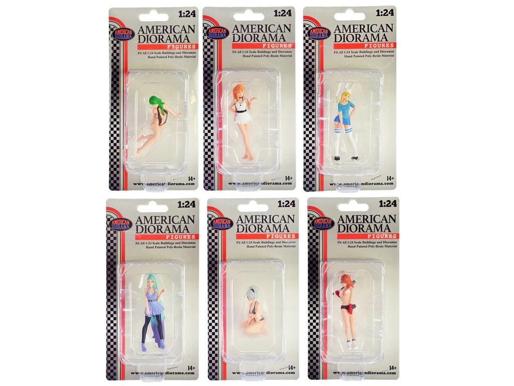 "Cosplay Girls" 6 piece Figure Set for 1/24 Scale Models by American Diorama-1