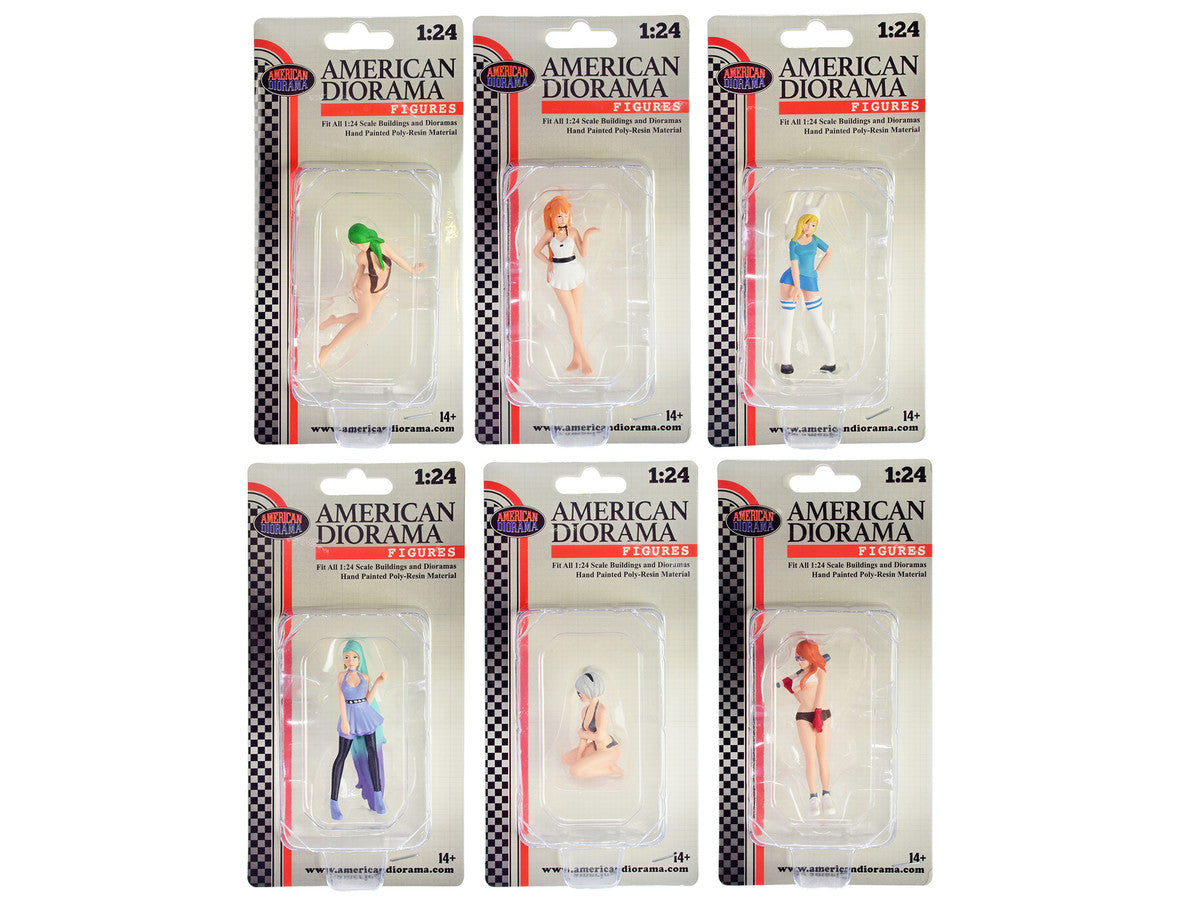 "Cosplay Girls" 6 piece Figure Set for 1/24 Scale Models by American Diorama-1