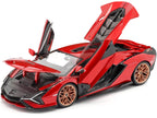 Lamborghini Sian FKP 37 Red with Copper Wheels 1/18 Diecast Model Car by Bburago-1