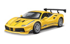Ferrari 488 Challenge #25 Yellow with Blue Stripes "Ferrari Racing" 1/24 Diecast Model Car by Bburago-1