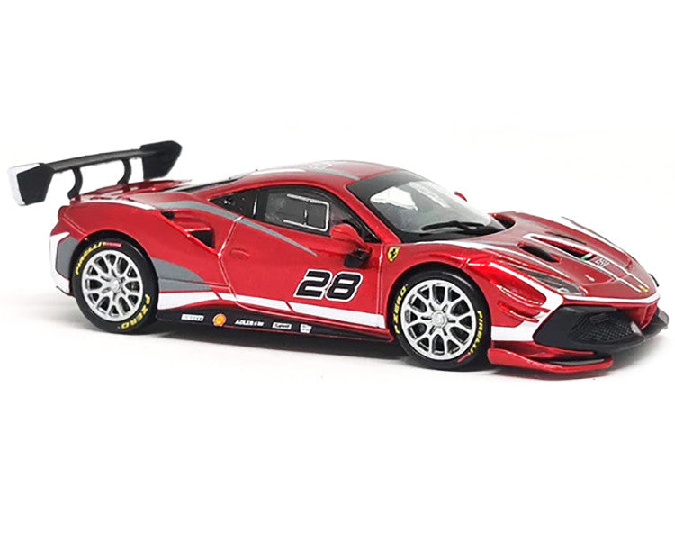 2020 Ferrari 488 Challenge EVO #28 Red with Graphics "Racing" Series 1/43 Diecast Model Car by Bburago-1