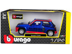 Renault 5 Turbo Metallic Blue with Red Accents 1/24 Diecast Model Car by Bburago