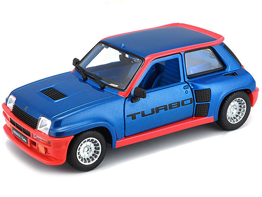 Renault 5 Turbo Metallic Blue with Red Accents 1/24 Diecast Model Car by Bburago-1