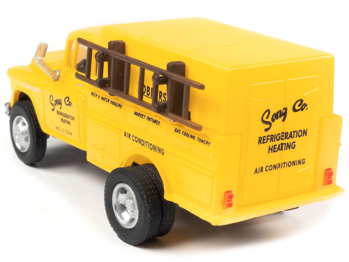 1955 Chevrolet Utility Truck Yellow "Song Co. Refrigeration and Heating" 1/87 (HO) Scale Model by Classic Metal Works-1
