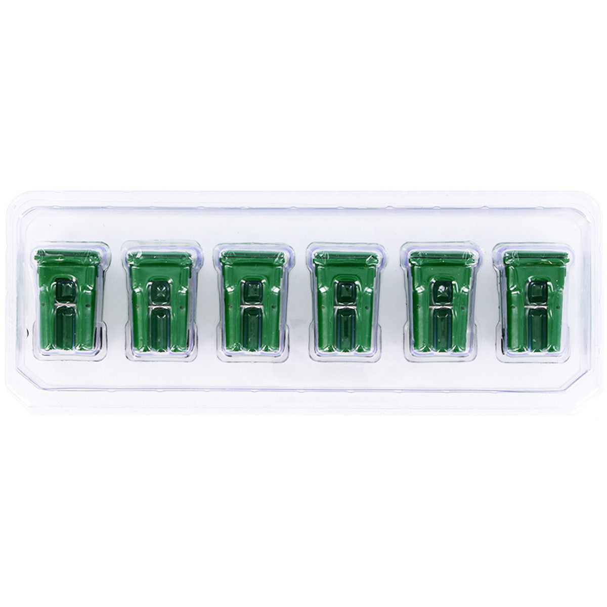 Set of 6 Green Garbage Trash Bin Containers Replica 1/34 Models by First Gear-1