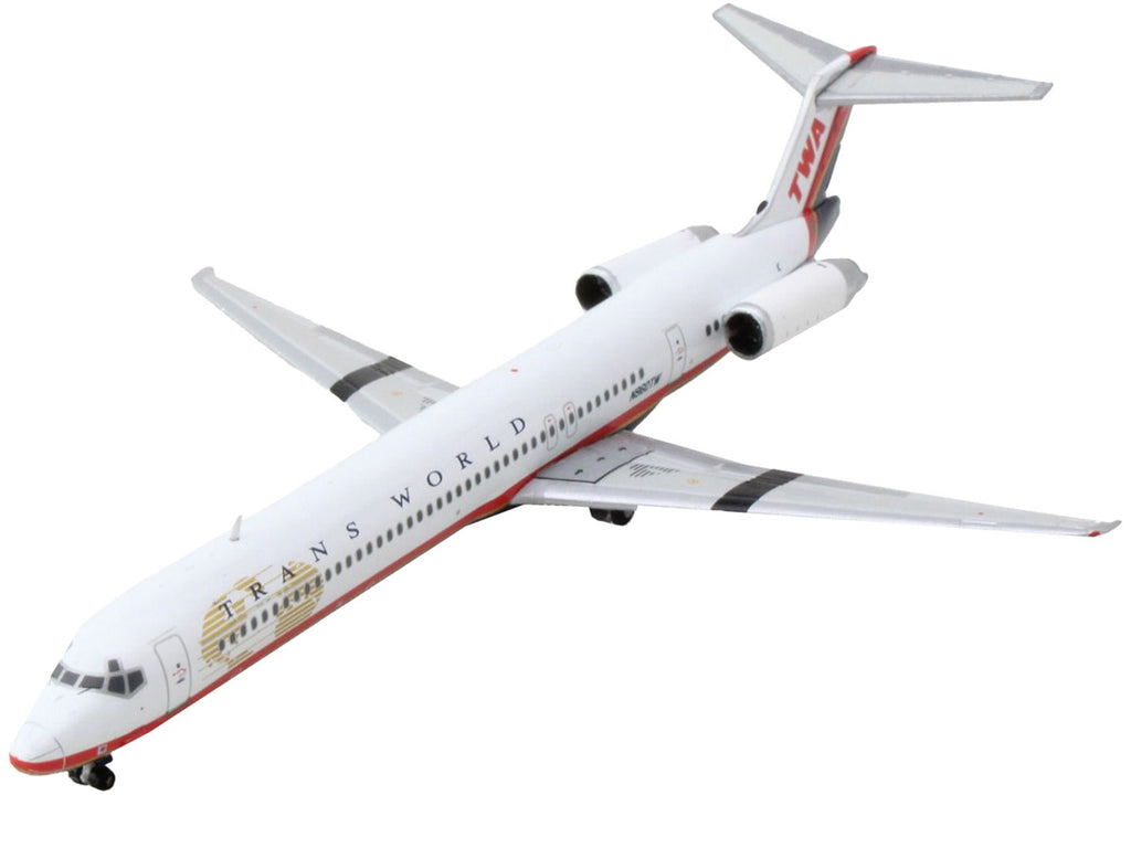 McDonnell Douglas MD-82 Commercial Aircraft "Trans World Airlines" White with Red Stripes 1/400 Diecast Model Airplane by GeminiJets-2