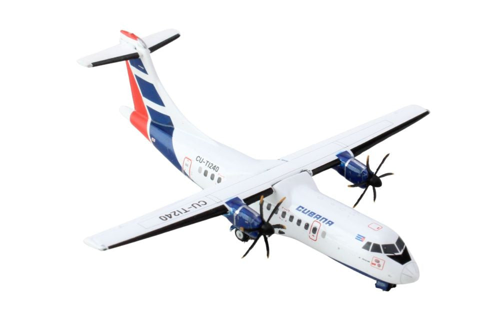 ATR 42-500 Commercial Aircraft "Cubana Airlines" (CU-T1240) White with Red and Blue Stripes 1/400 Diecast Model Airplane by GeminiJets-1