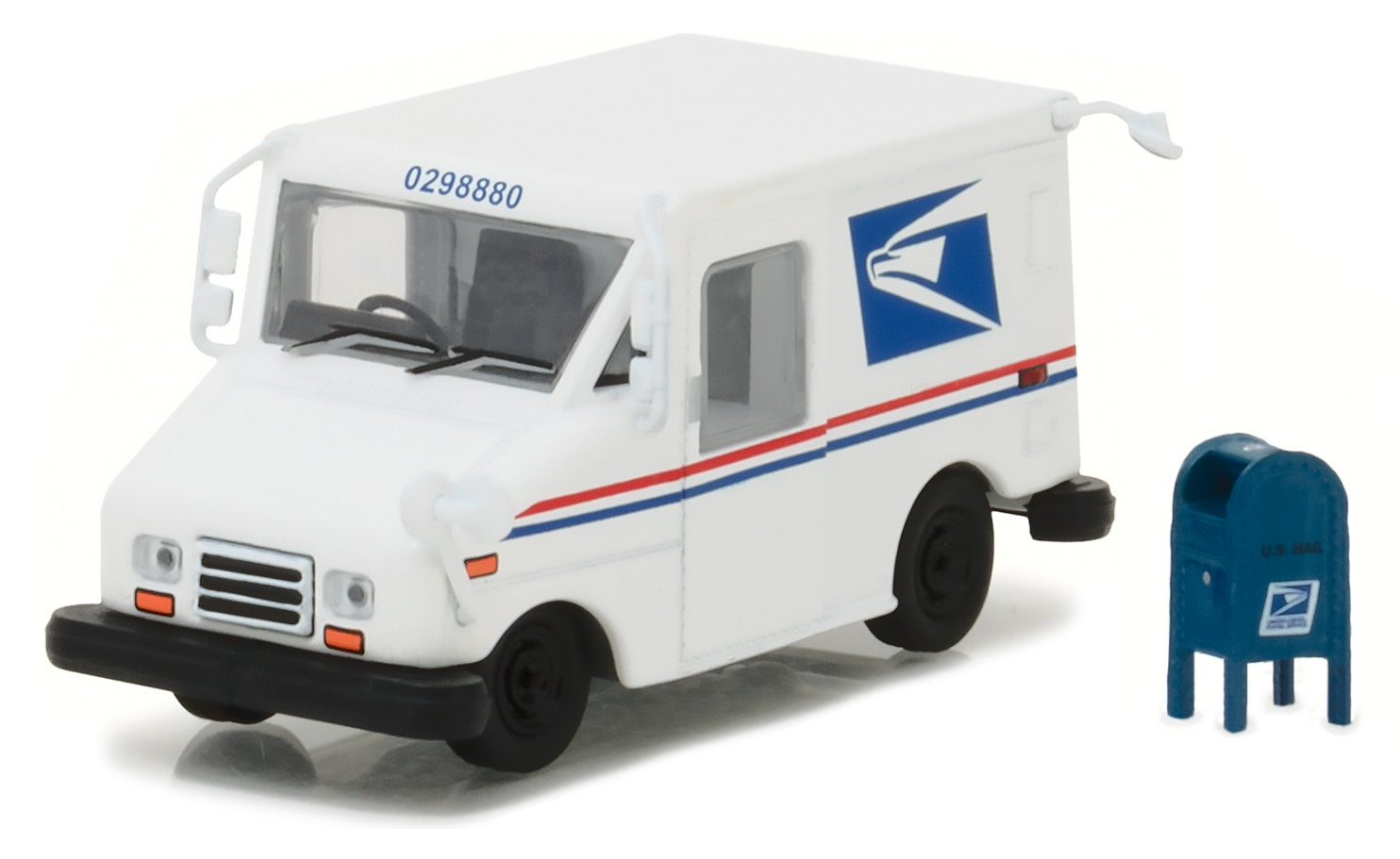 "United States Postal Service" (USPS) Long Life Postal Mail Delivery Vehicle (LLV) with Mailbox Accessory "Hobby Exclusive" 1/64 Diecast Model Car by Greenlight