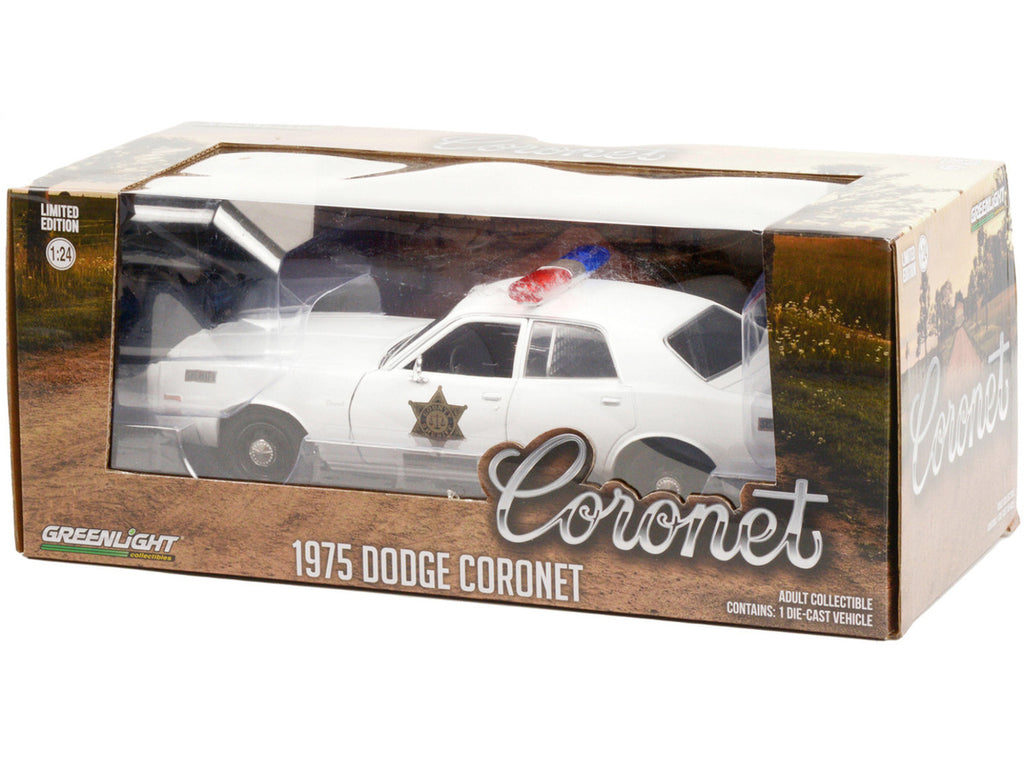 1975 Dodge Coronet White "Hazzard County Sheriff" 1/24 Diecast Model Car by Greenlight-2