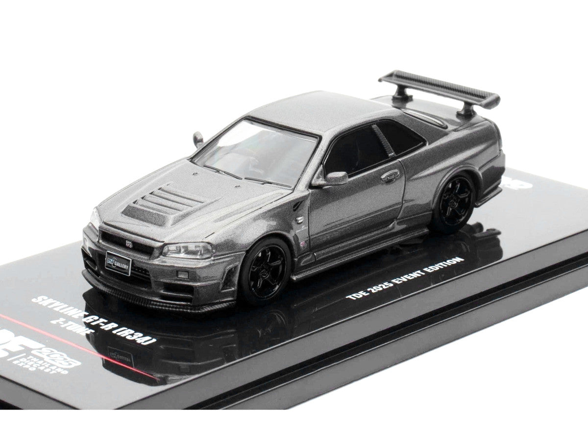 Nissan Skyline GT-R (R34) Z-Tune RHD (Right Hand Drive) Gray Metallic "Thailand Diecast Expo 2025 Event Edition" 1/64 Diecast Model Car by Inno Models-1