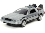 DeLorean DMC (Time Machine) Brushed Metal "Back to the Future Part I" (1985) Movie "Hollywood Rides" Series 1/32 Diecast Model Car by Jada-0