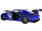 2016 Chevrolet Camaro Widebody Candy Blue with Gray Metallic Hood and American Flag Graphics "Bigtime Muscle" Series 1/24 Diecast Model Car by Jada-3