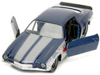1973 Chevrolet Camaro Dark Blue Metallic with Gray Stripes and Winter Soldier Diecast Figure "Marvel Avengers" "Hollywood Rides" Series 1/32 Diecast Model Car by Jada-1