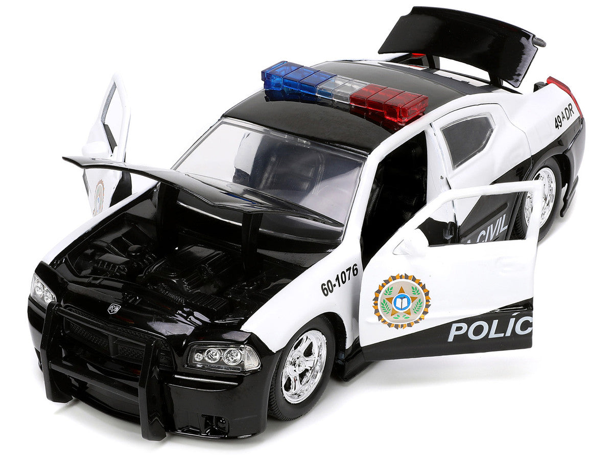 2006 Dodge Charger Police Black and White "Policia Civil" "Fast & Furious" Series 1/24 Diecast Model Car by Jada-1