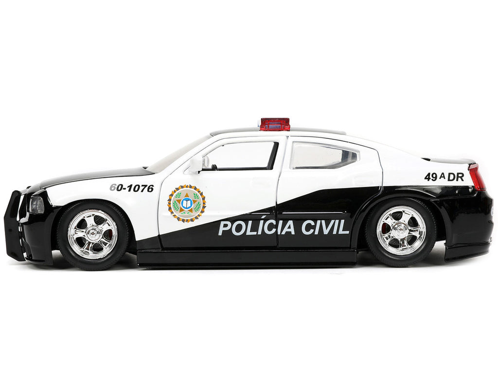 2006 Dodge Charger Police Black and White "Policia Civil" "Fast & Furious" Series 1/24 Diecast Model Car by Jada-2